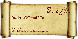 Duda Árpád névjegykártya