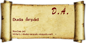 Duda Árpád névjegykártya